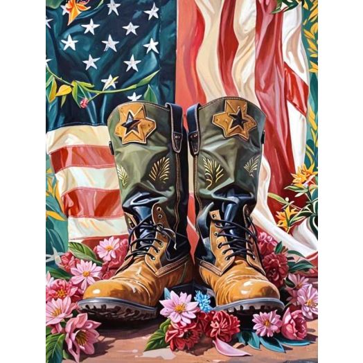 QUITEDEW Flag Diamond Painting Kits for Adults,Gem Crafts Kits,Full Drill for Home Wall Decor Gift12x16inch(Military Boots)