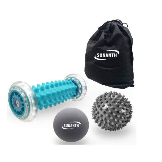 Sunanth Foot Massager Roller, Massage Lacrosse Ball, Spiky Ball Therapy Set