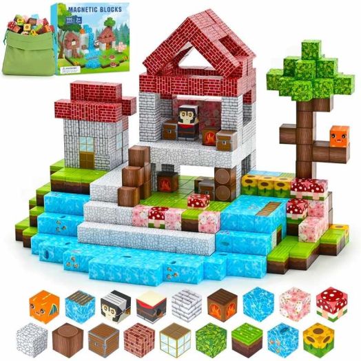 RaceGT Magnetic Blocks, 100pcs Magnet Tiles Building Set for Boys & Girls, Magnetic Cubes Toys, STEM Montessori Sensory Toys for Kids, Birthday Festival Gifts for Kids ages 3+ Years Old (Building)