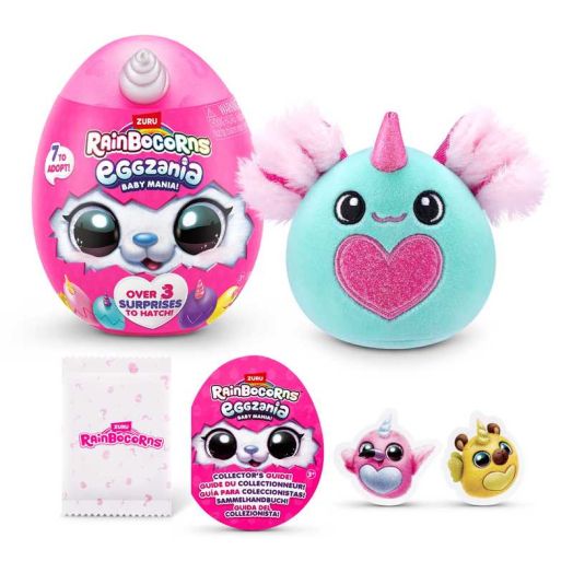 Rainbocorns Eggzania 4.7 inch (Baby Mania), Plush Surprise Unboxing with Animal Soft Girls Toy Gift