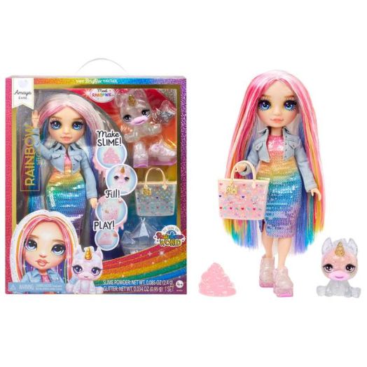 Rainbow High Amaya with Slime Kit & Pet, 11" Doll, Rainbow, Ages 4+