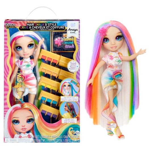 Rainbow High Hair Chalk & Style Amaya - Rainbow 11" Doll, Washable Rainbow Hair Chalk