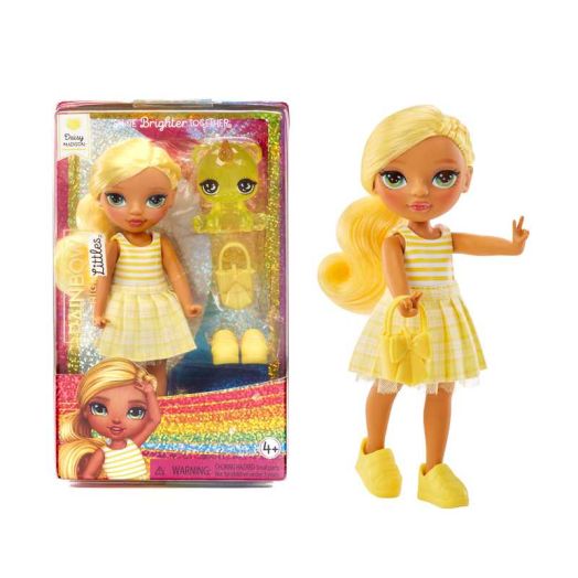 Rainbow High Littles - Daisy Madison, Yellow 5.5" Posable Small Doll, Purse, Pet Bear, Toy Gift for Girls Kids Ages 4-12