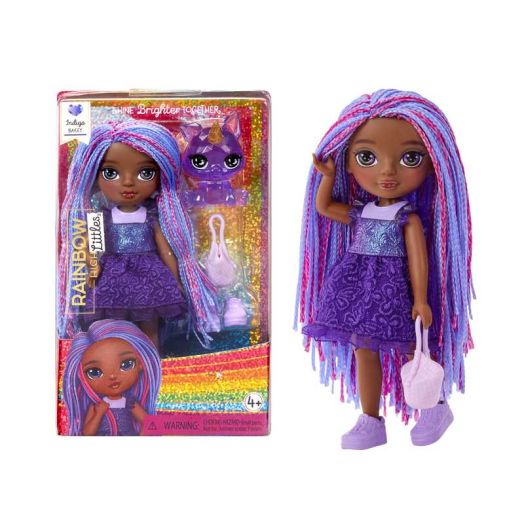 Rainbow High Littles - Indigo Bailey, Purple 5.5" Posable Small Doll with Purse, Pet Fox, Toy Gift for Girls Kids Ages 4-12
