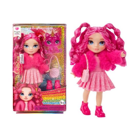 Rainbow High Littles - Magenta Monroe, Pink 5.5" Posable Small Doll with Purse, Magical Pet Kitty, Girls Toy Gift, Kids Ages 4-12 - Styles May Vary