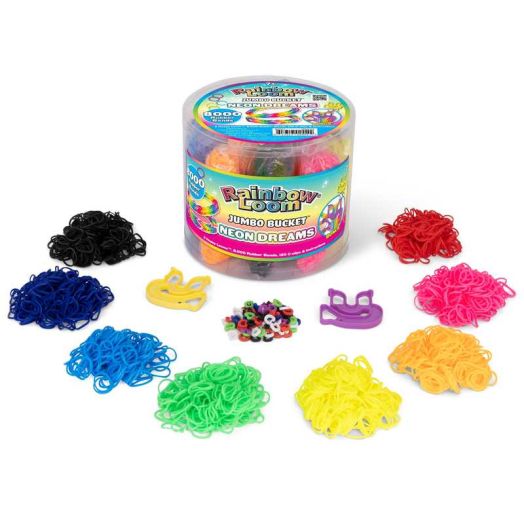 Rainbow Loom Neon Dreams Jumbo Bucket Bracelet Making Kit, Rubber Band Craft Bucket