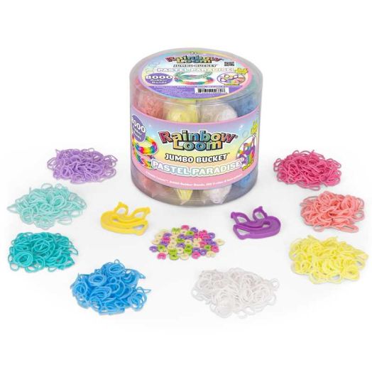 Rainbow Loom Pastel Paradise Jumbo Bucket Bracelet Making Kit, Rubber Band Craft Bucket