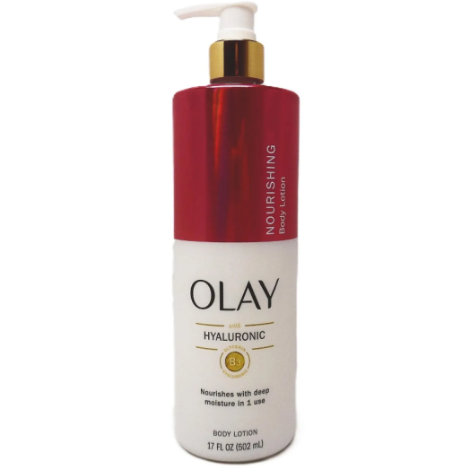 Olay Nourishing & Hydrating Body Lotion with Hyaluronic Acid, 17 fl oz (Lotion Bottle May be "Red" or "Blue")