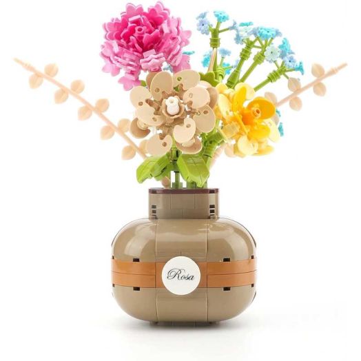 Remocguys Flower Bouquet Building Set with Vase Mini Not Compatible with Lego Botanical Home Decor for Adults 542 Pcs