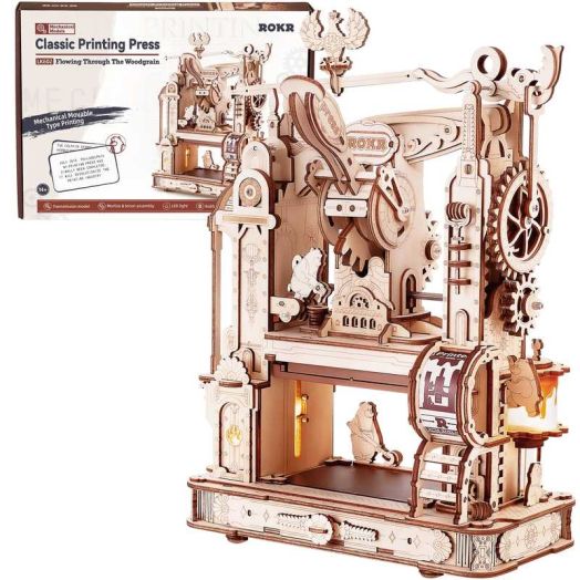 ROKR 3D Wooden Puzzles DIY Classic Printing Press Kit Vintage Style DIY Typography Unique Gifts for Teens&Adults