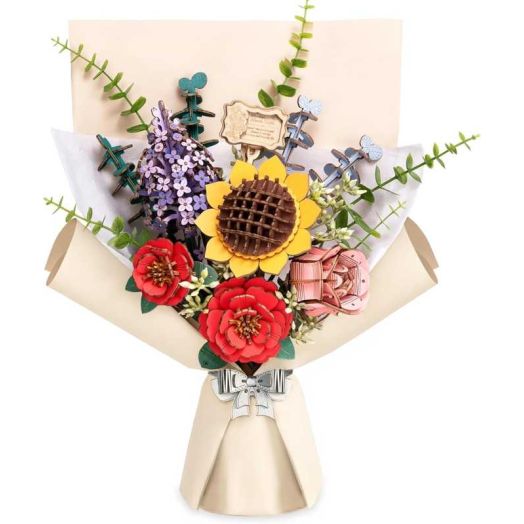 ROKR Flower Bouquet 3D Wooden Puzzle DIY Model Building Kits Toys for Adult Thanksgiving Day Mother's Day&Teachers' Day&Birthday Gifts,581PCS