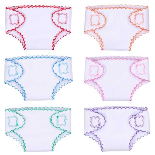 RSG 6 Pcs Baby Doll Diapers for 12-15 Inch Dolls, Reusable & Washable Doll Underwear Fits Newborn Baby Dolls, Pretend Play Accessories for Toddlers Girls