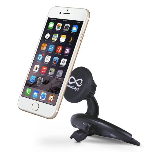The Original Patented InfiniApps Slyde CD Slot Mount for Smartphones, Cradle-less Universal cell phone holder with Quick-snap technology, magnetic ce