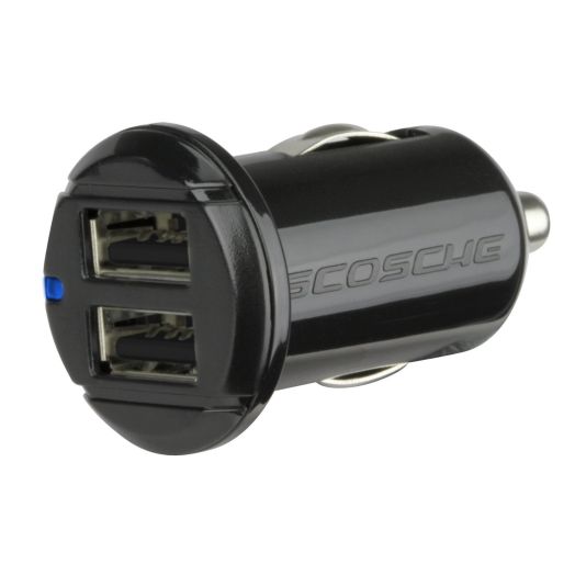 SCOSCHE USBC242M 12 Watt USB Car Charger for iPhone/iPad/iPod Lightning/Micro - Retail Packaging - Black