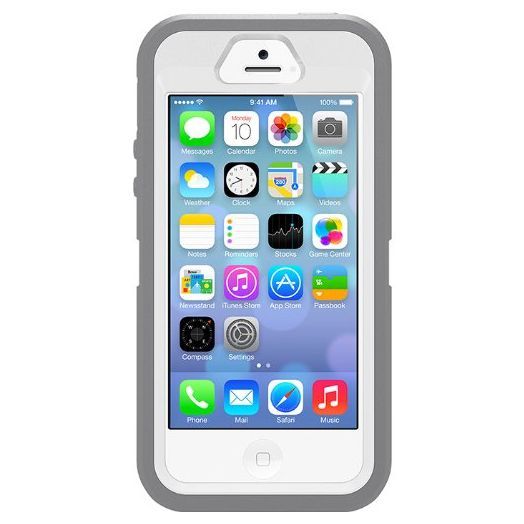 iPhone 5S Case- OtterBox Defender Case for iPhone 5/5S- White/Gray (Frustration-Free Packaging)(Works with TouchID)