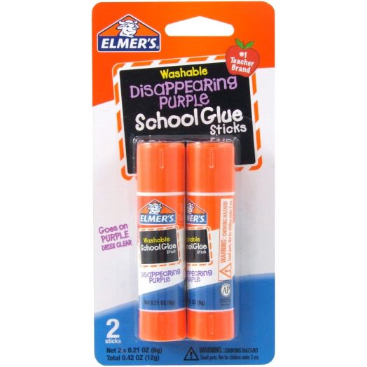 Elmer's Disappearing Purple School Glue Sticks, 0.21 oz, Pack of 2 (E522)