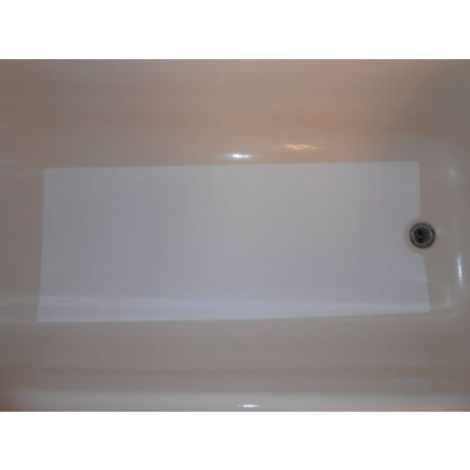 Safe Way Traction 16"  X 40"  White Adhesive Vinyl Anti Slip Non Skid Safety Bath Mat with Drain Cut Out