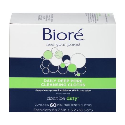 Biore Daily Deep Pore Cleansing Cloth, 60 Count