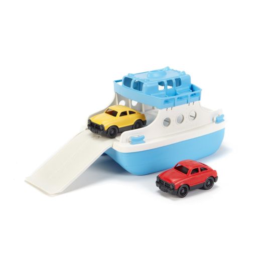 Green Toys Ferry Boat with Mini Cars Bathtub Toy, Blue/White