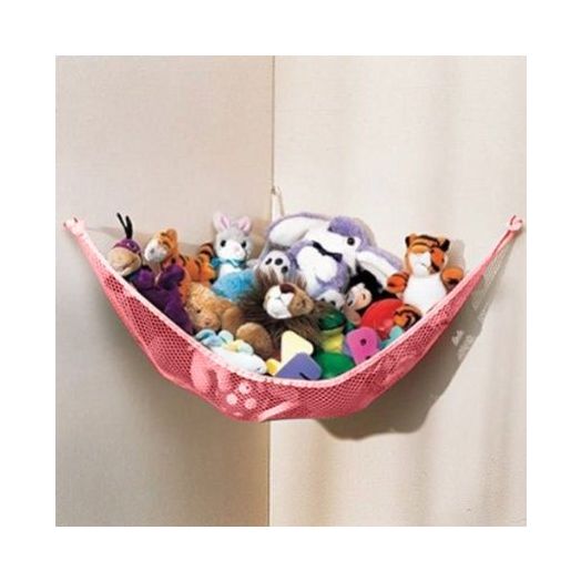 Dozenegg Stuffed Animal and Toy Organizer Hammock Pet Net, Pink Net and Trim