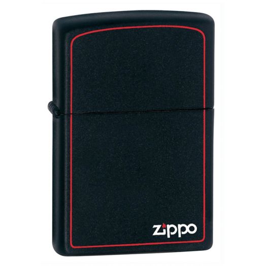 Zippo Black Matte Lighter with Border