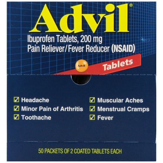 Advil Tablets Pain Reliever Refill,200 mg, 50 Two-Packs per Box