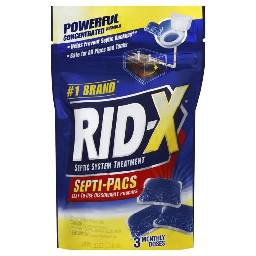 RID-X Septic Tank System Treatment, 3 Month Supply Dual Action Septi-Pacs, 3.2 Ounce