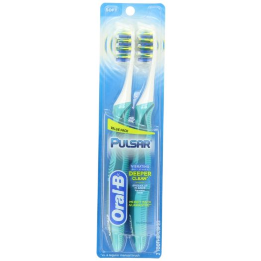 Oral-B Pulsar Soft Bristle Toothbrush Twin Pack (Colors May Vary)