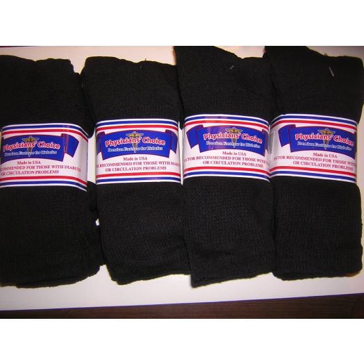 12 Pairs Physicians Choice Diabetic Socks 10-13 Black