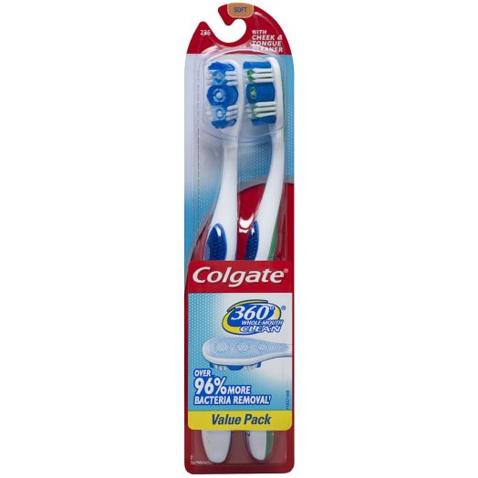 Colgate 360 Degree Adult Full Head, Soft, Twin Pack Toothbrush