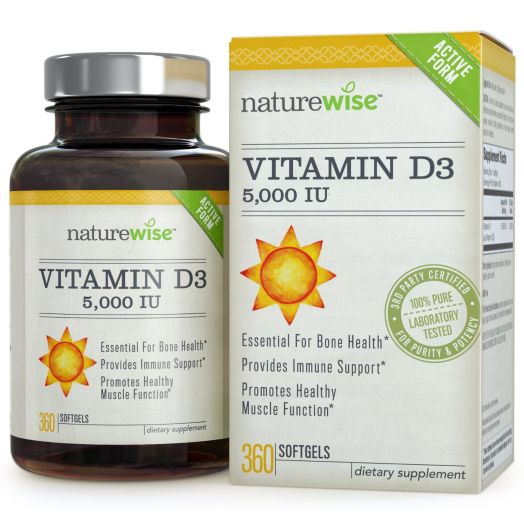 NatureWise Vitamin D3 5,000 IU in Organic Olive Oil, Non-GMO, USP Grade , 360 count