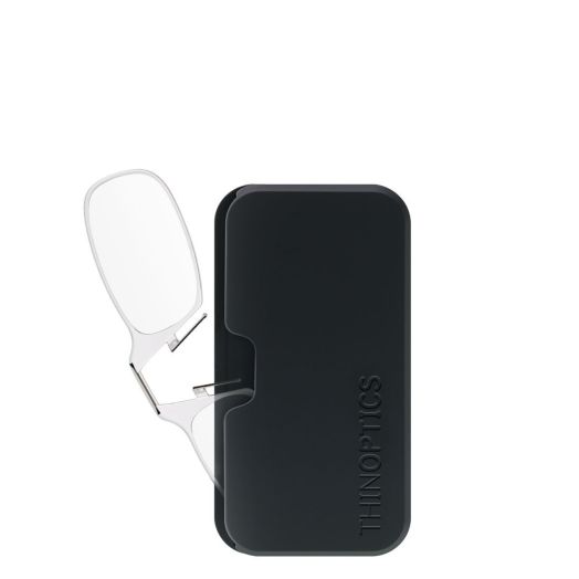 ThinOPTICS Reading Glasses on your Phone, +1.50 Clear Glasses, Black Universal Pod Case