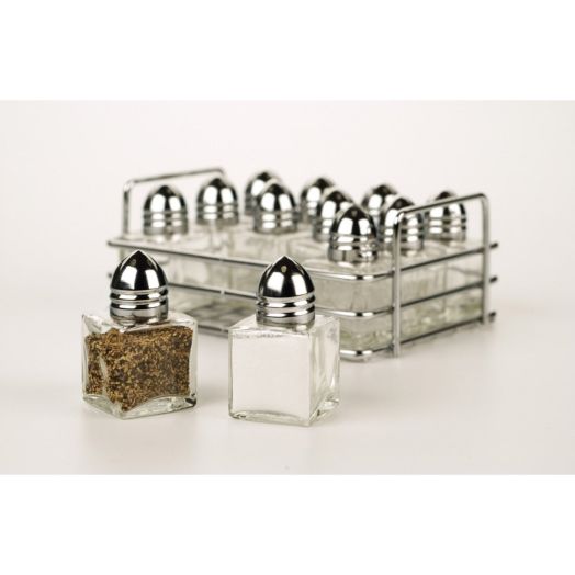 RSVP 12 Piece Mini Salt and Pepper Shaker Set with Rack