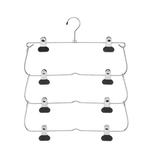 Whitmor 6021-185 Ebony Chrome Collection 4-Tier Folding Skirt Hanger