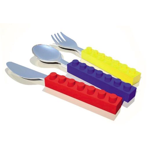 Fred and Friends SNACK AND STACK Kids Interlocking Brick Utensils