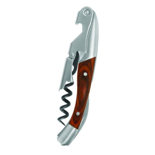 Waiters Corkscrew by True Fabrications - Double Hinged, Natural Wood, Stainless Steel construction All-in-one Corkscrew, Bottle Opener and Foil Cutter