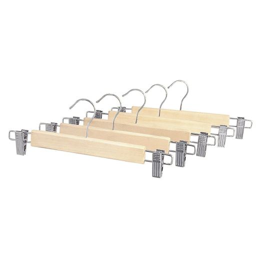 Whitmor 6026-341 Natural Wood Collection Skirt Hangers Set of 5