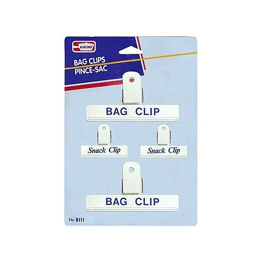White Bag Clips 2 Large and 2 Small