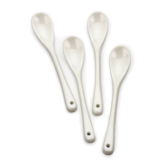 RSVP White Porcelain Egg Spoon, Set of 4
