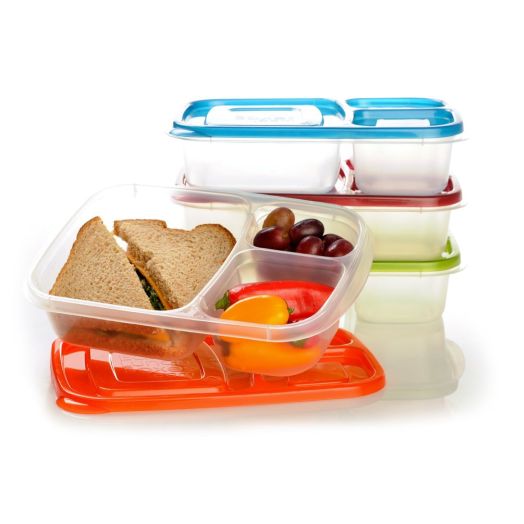 EasyLunchboxes 3-Compartment Bento Lunch Box Containers, Set of 4, Classic