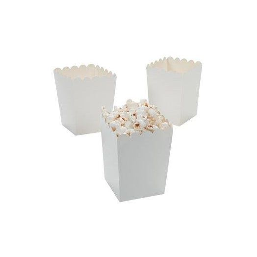 Mini Popcorn Boxes - White - Teacher Resources and Birthday Supplies (Pack of 24)