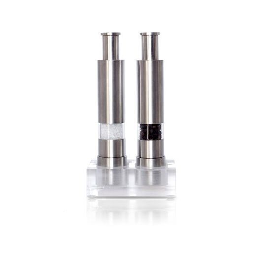 Grind Gourmet Original Pump and Grind Stainless Steel Salt and Pepper Mills, salt and pepper grinders available in stainless, red and black sets with