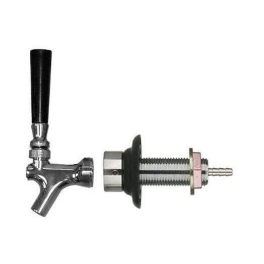 Draft Warehouse Beer Faucet and 4-Inch Shank Kit with Black Handle