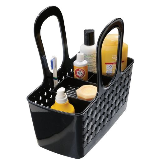 InterDesign Orbz Divided Bath Shower Tote, Small, Black