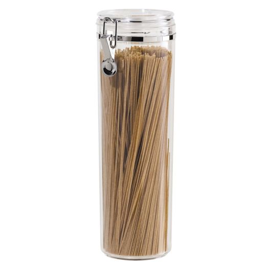 Oggi Acrylic Airtight Pasta Canister with Clamp, 4" Dia. x 12" H.