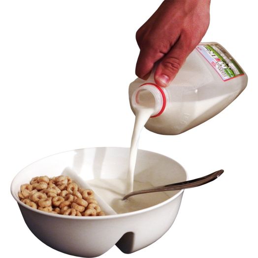 NEW Just Crunch Anti-Soggy Bowl! For Cereal/Milk, Veggies/Dip, Fries/Ketchup and More! - White