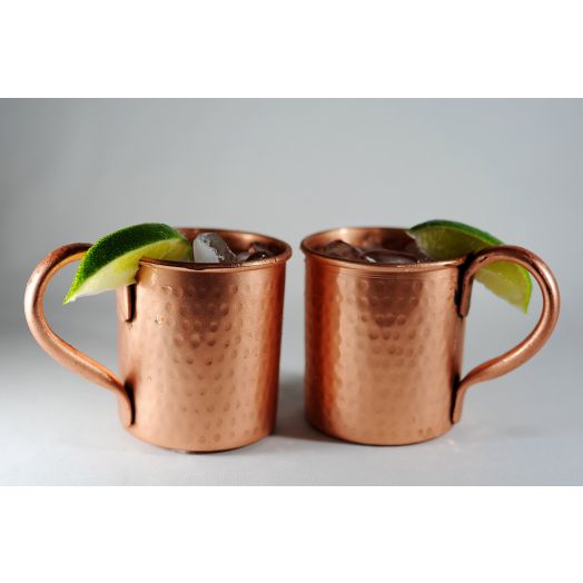 Set of 2 hammered Copper Mugs for Moscow Mules - 14 oz size