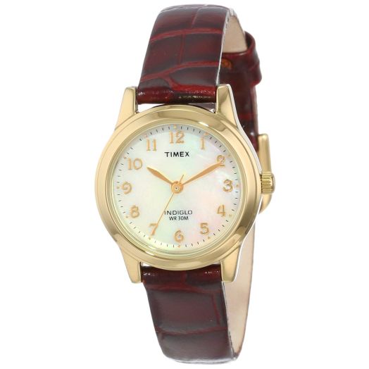 Timex Women's T21693 Elevated Classics Dress Burgundy Leather Strap Watch