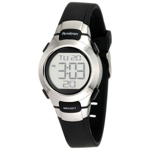 Armitron Sport Women's 457012BLK Chronograph Black Resin Stainless-Steel Accent Strap Watch