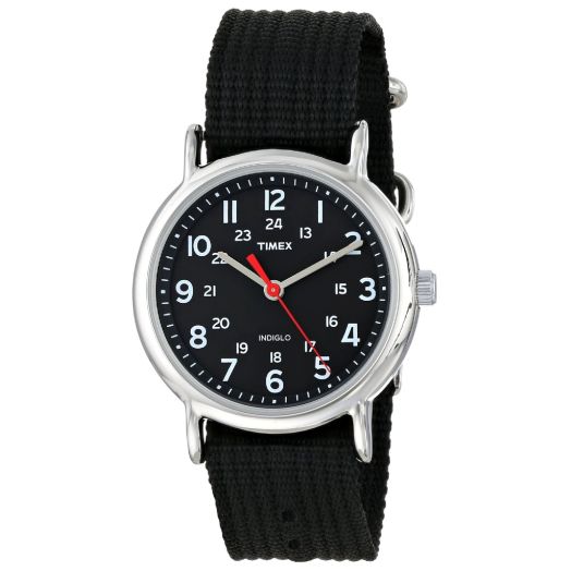 Timex Unisex T2N647 "Weekender"  Watch with Black Nylon Band